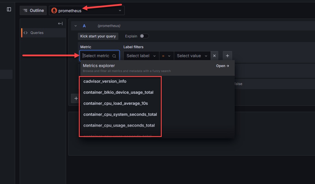 Viewing docker container monitoring metrics